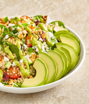 Grilled Chicken Avocado Quinoa Tabouli Bowl