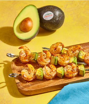 Avocado and Shrimp Teriyaki Skewers