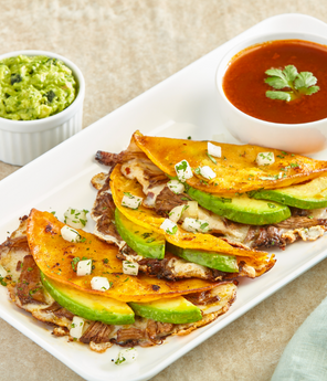 Crispy Birria and Avocado Tacos