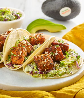 Creamy Avo Salmon Tacos